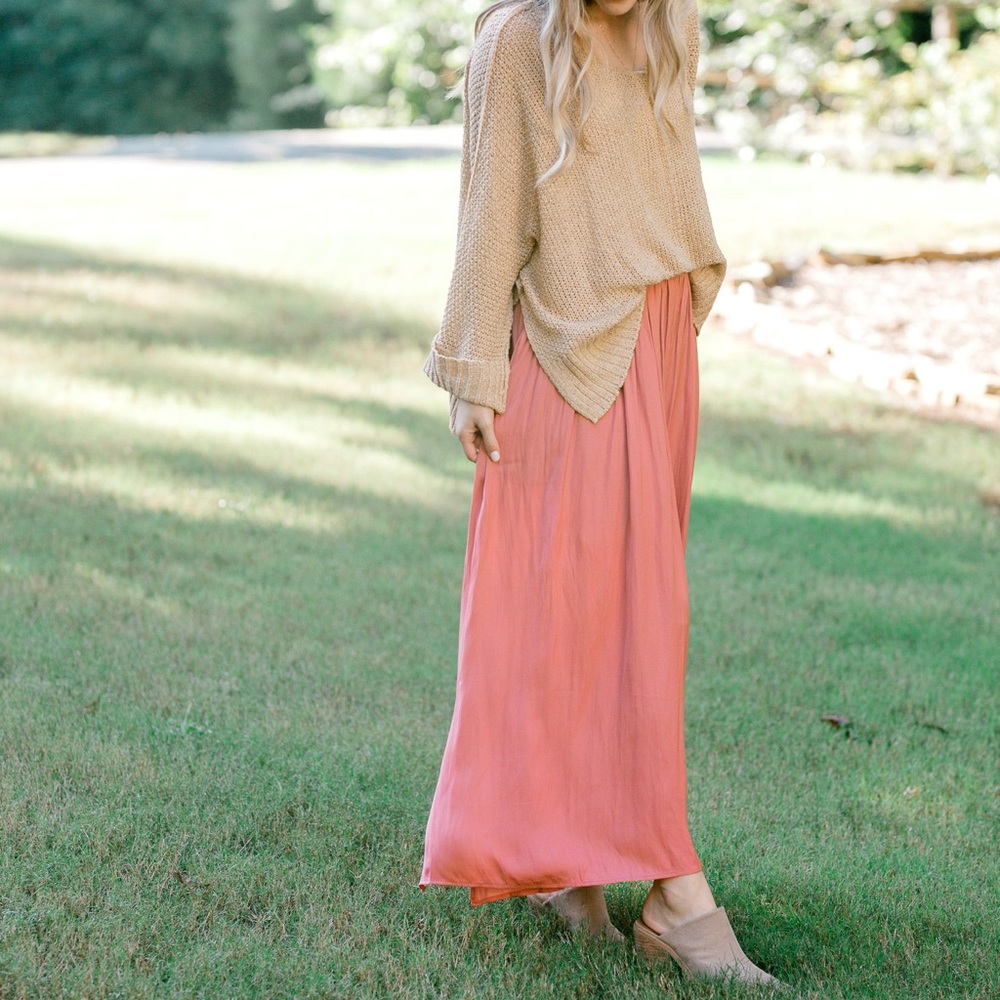 Salmon Maxi Skirt